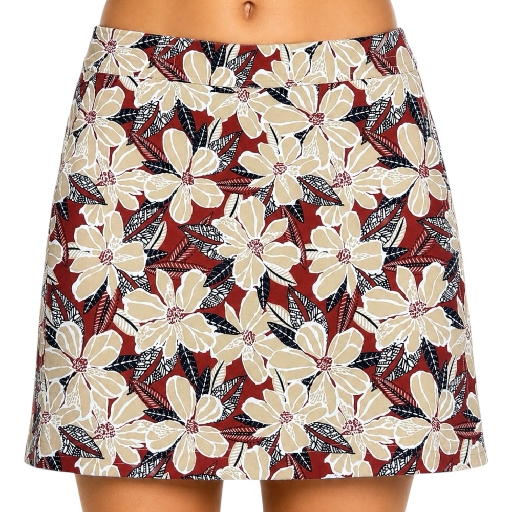 RipSkirt Hawaii Wrap Skirt Terracotta Garden Floral Pockets Beach M Length 2